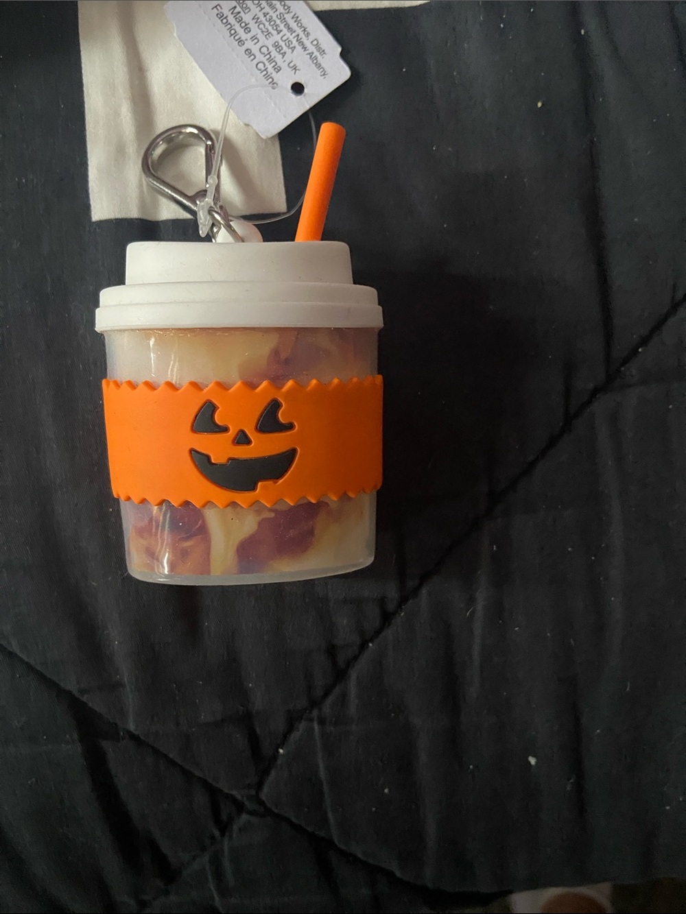 Halloween Orange Jack-O’-Lantern Cup Keychain hand sanitizer holder